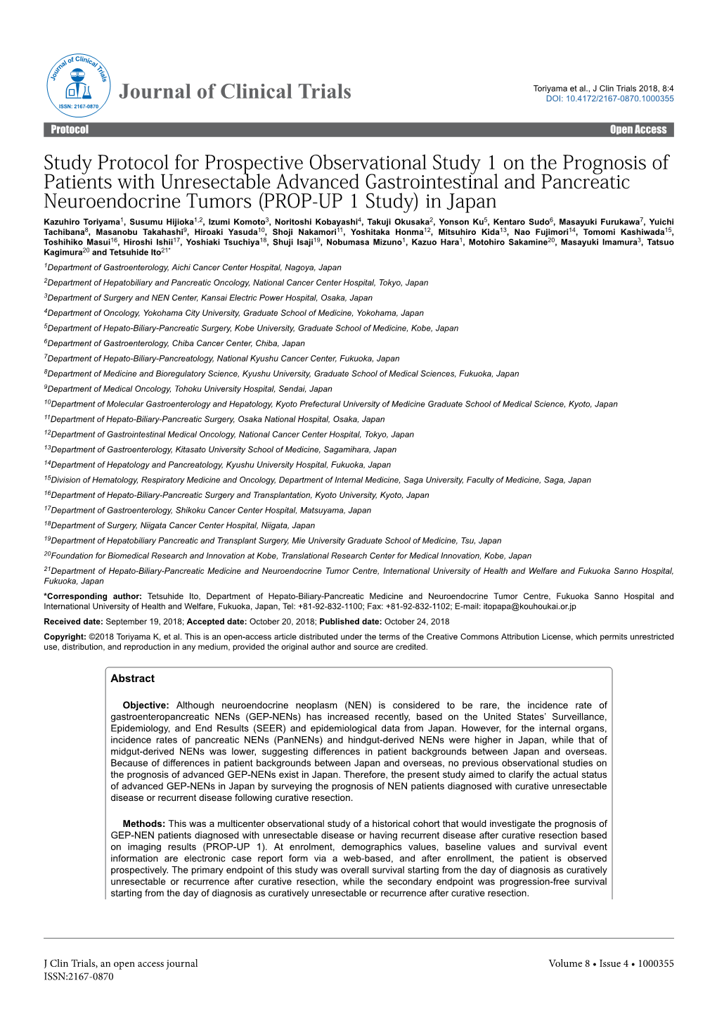 Study Protocol for Prospective Observational Study 1 on the Prognosis of Patients with Unresectable Advanced Gastrointestinal An