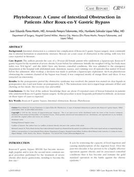 Phytobezoar: a Cause of Intestinal Obstruction in Patients After Roux-En-Y Gastric Bypass