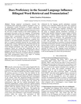 Does Proficiency in the Second Language Influence Bilingual Word Retrieval and Pronunciation?