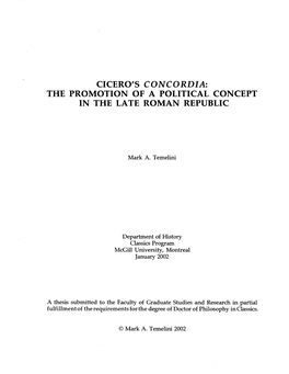 The Promotion of a Political Concept in the Late Roman Republic