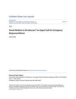 Social Workers to the Rescue?: an Urgent Call for Emergency Response Reform