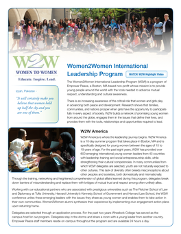 Women2women International Leadership Program