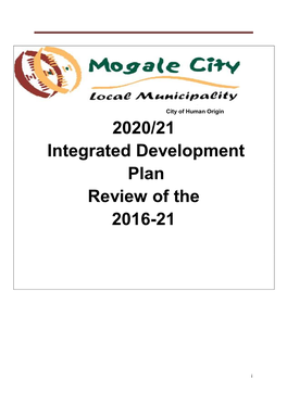 2020/21 Integrated Development Plan Review of the 2016-21