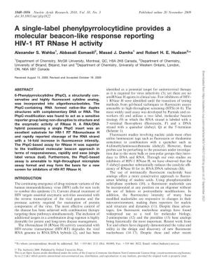 A Single-Label Phenylpyrrolocytidine Provides a Molecular Beacon-Like Response Reporting HIV-1 RT Rnase H Activity Alexander S