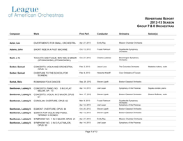 Repertoire Report 2012-13 Season Group 7 & 8 Orchestras