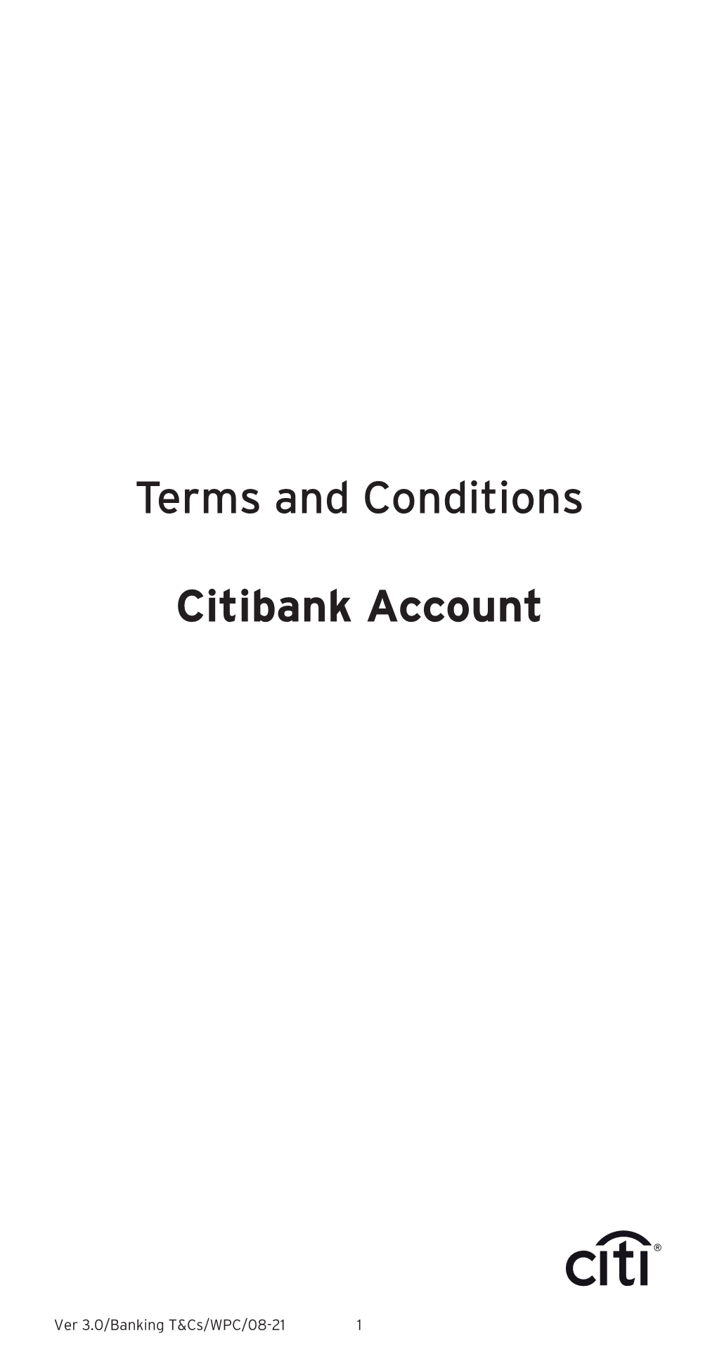 Citibank Account Terms and Conditions