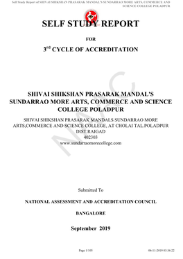 Self Study Report of SHIVAI SHIKSHAN PRASARAK MANDAL's SUNDARRAO MORE ARTS, COMMERCE and SCIENCE COLLEGE POLADPUR