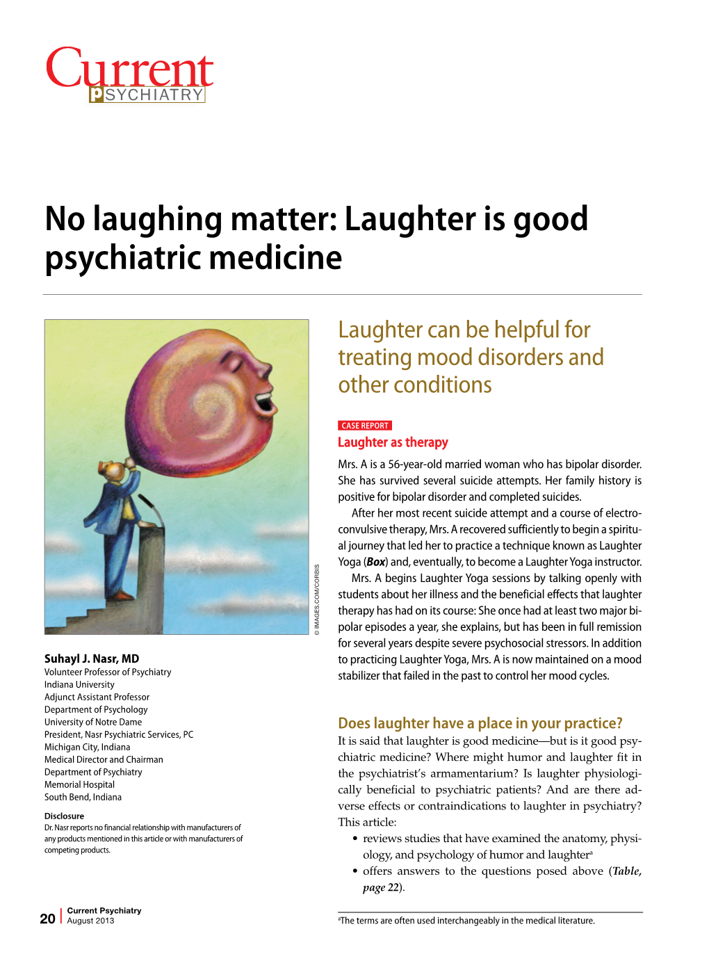 No Laughing Matter: Laughter Is Good Psychiatric Medicine