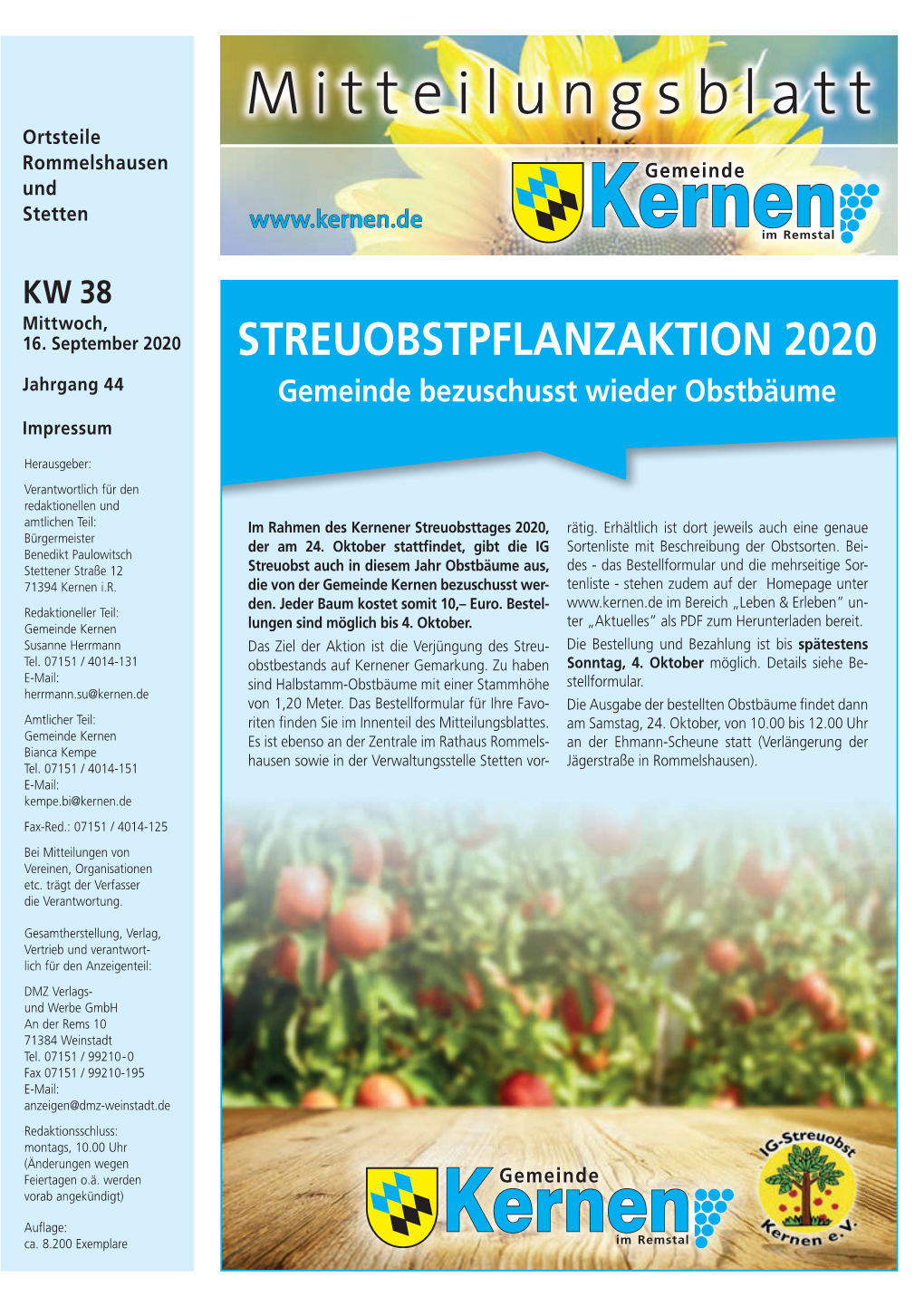 Mitteilungsblatt Rommelshausen Und Stetten