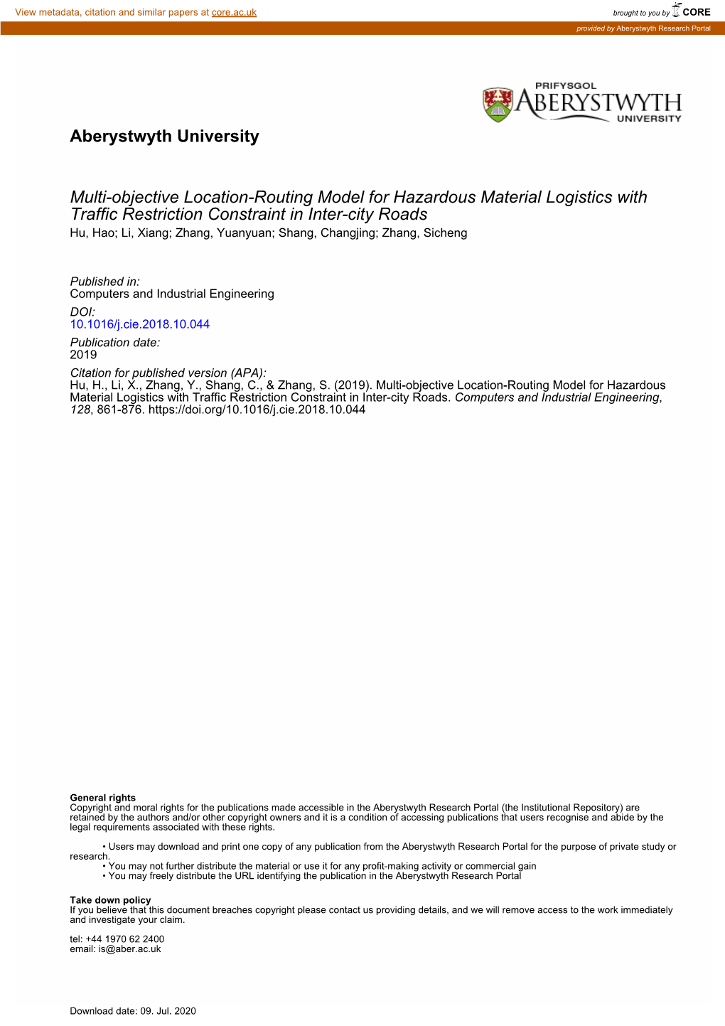 Multi-Objective Location-Routing Model for Hazardous Material