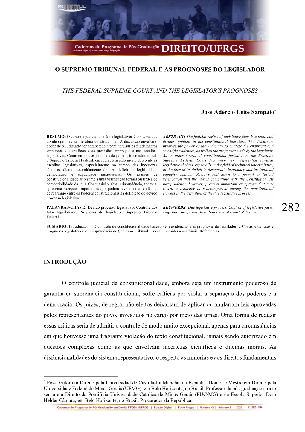 O Supremo Tribunal Federal E As Prognoses Do Legislador