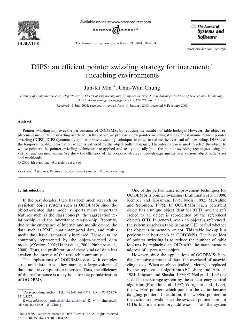 DIPS: an Efficient Pointer Swizzling Strategy for Incremental Uncaching