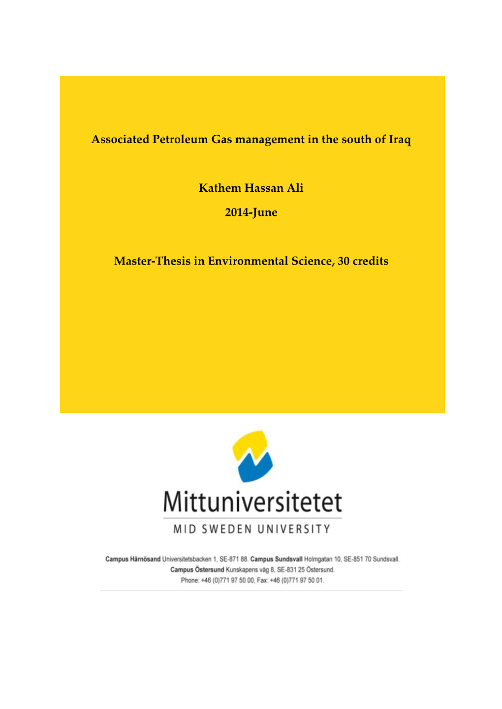 Associated Petroleum Gas Management in the South of Iraq