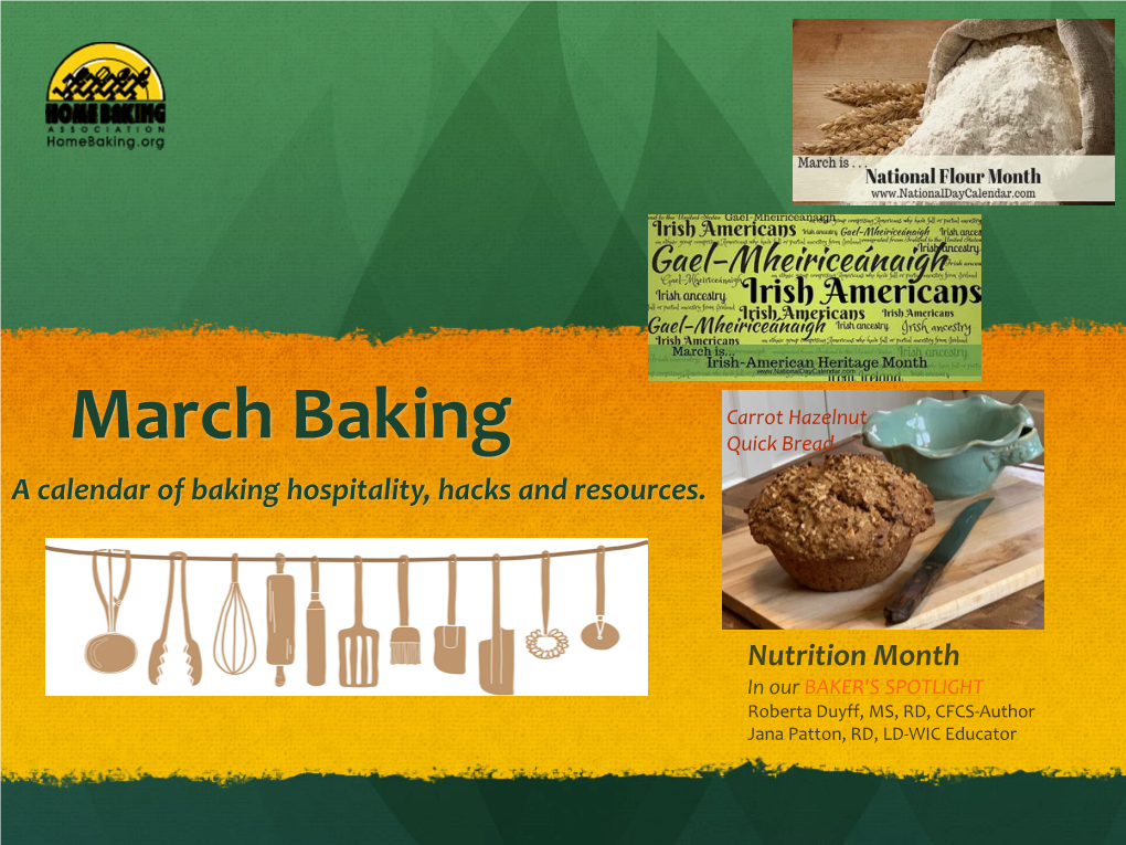 March Baking Calendar