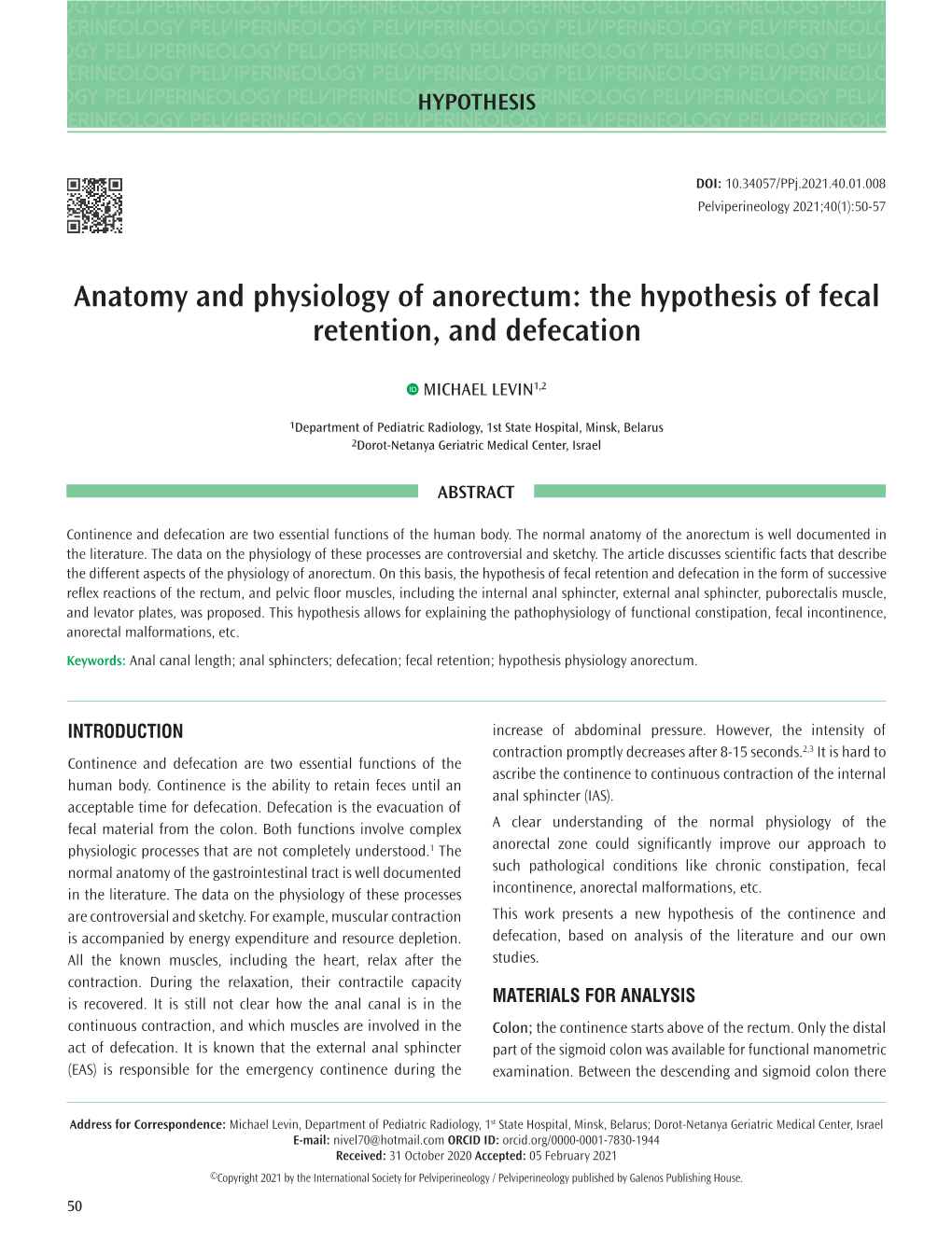 Anatomy and Physiology of Anorectum: the Hypothesis of Fecal Retention, and Defecation