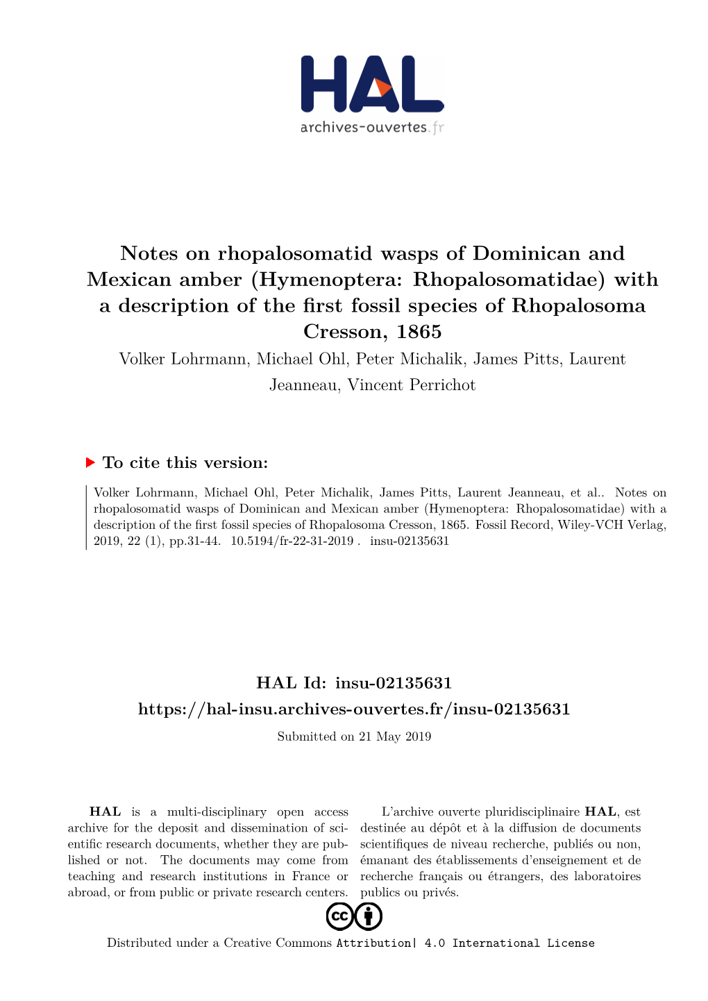 Notes on Rhopalosomatid Wasps of Dominican and Mexican