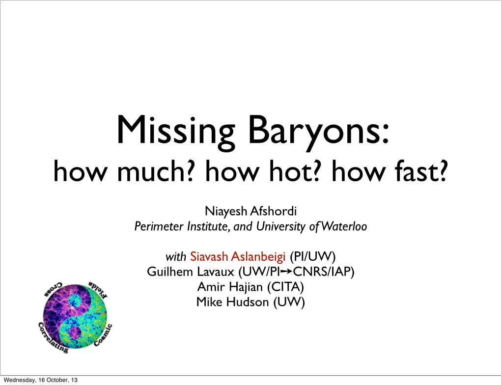 Missing Baryons: How Much? How Hot? How Fast?