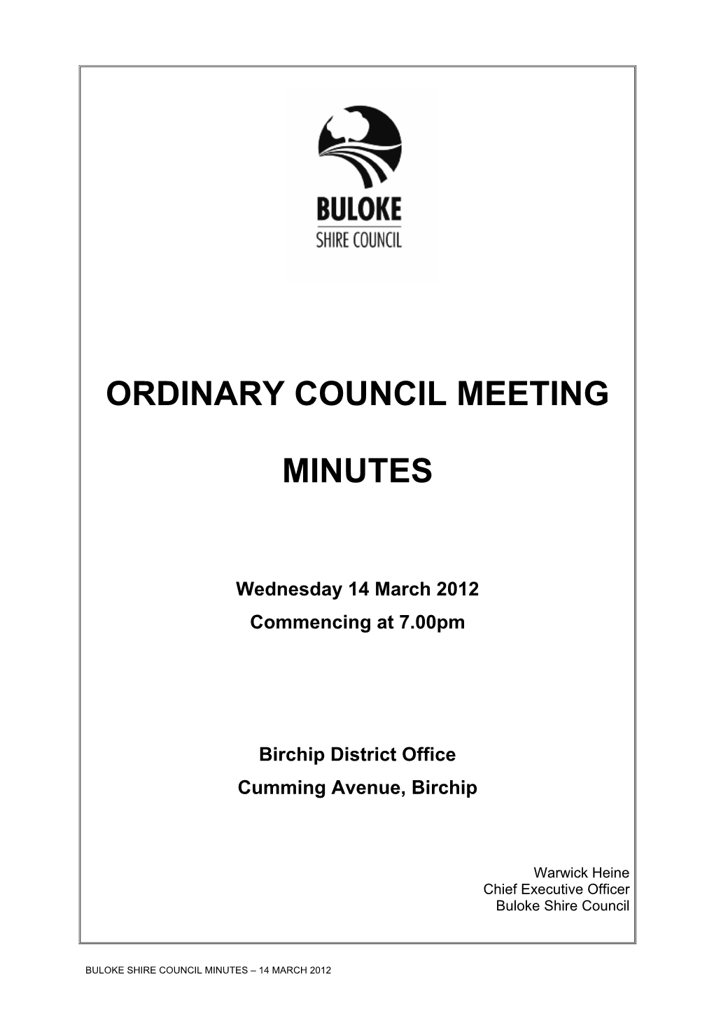 Ordinary Council Meeting Minutes