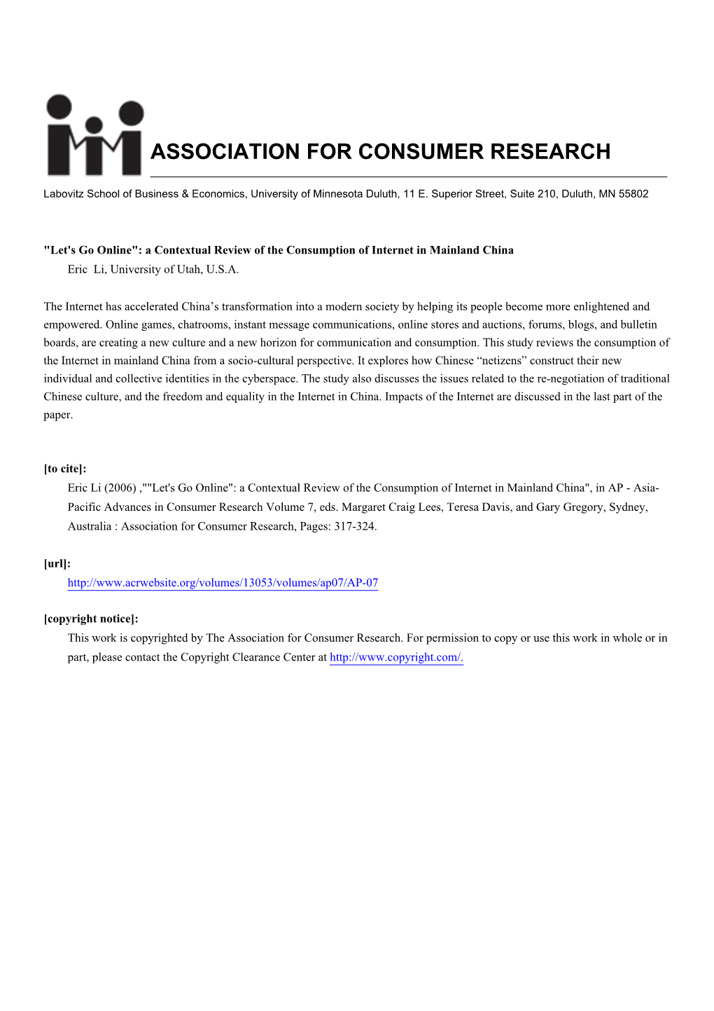 Association for Consumer Research