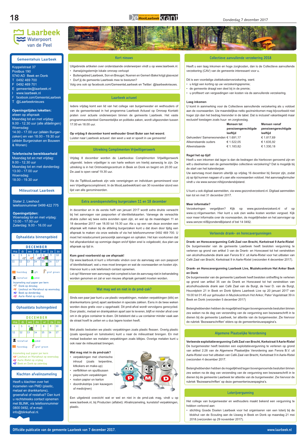 Officiële Publicatie Van De Gemeente Laarbeek Van 7 December 2017