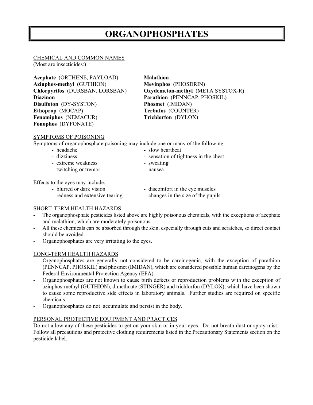 Organophosphates