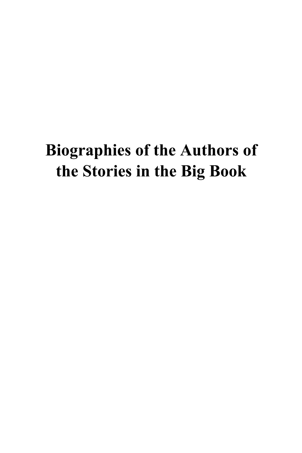 Biographies of the Authors of the Stories in the Big Book