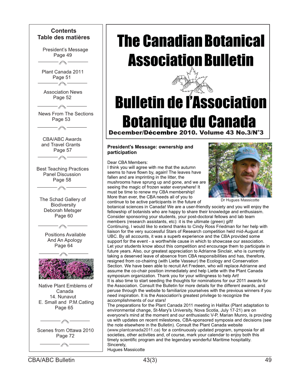 The Canadian Botanical Association Bulletin De L'association Botanique