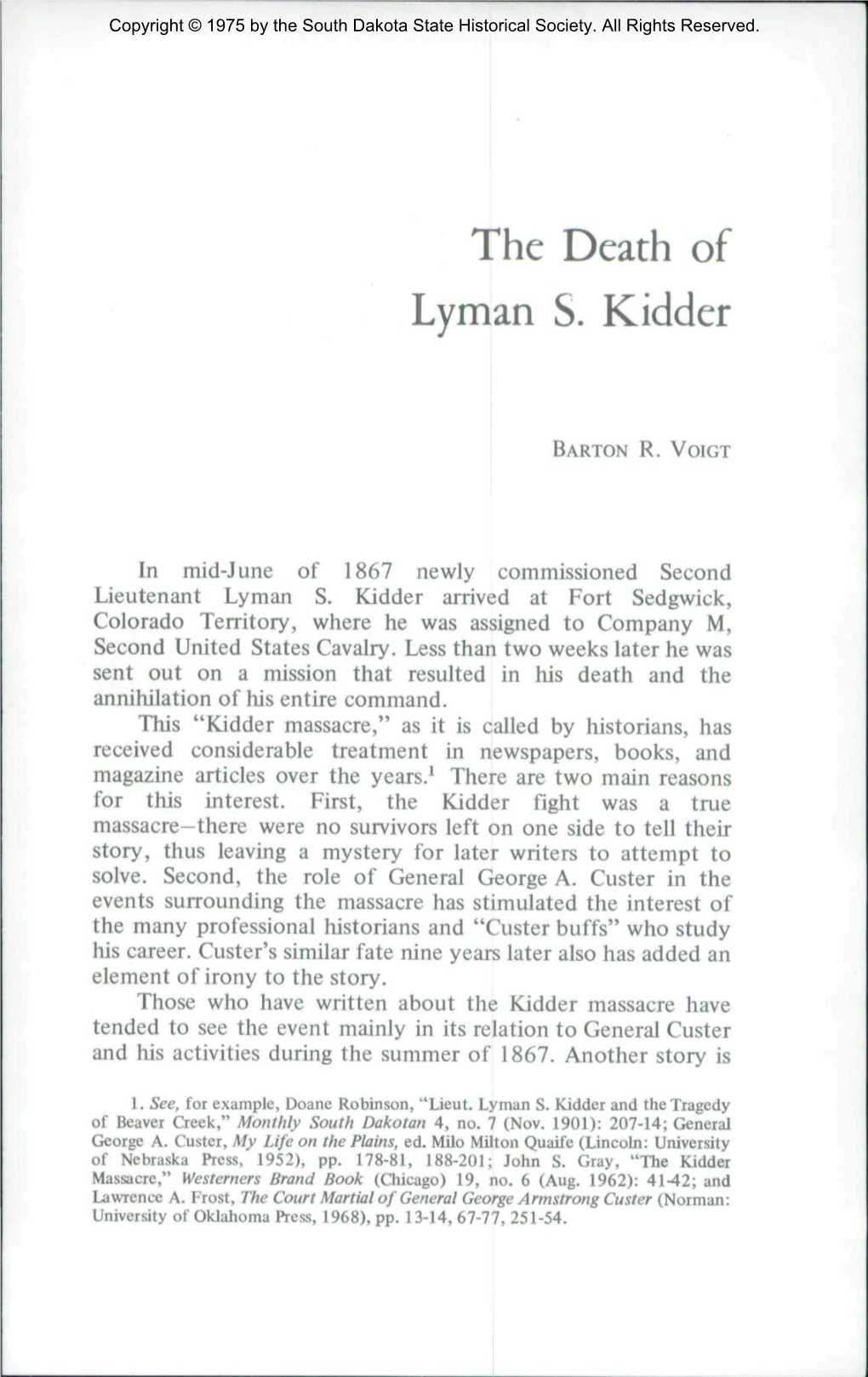 The Death of Lyman S. Kidder
