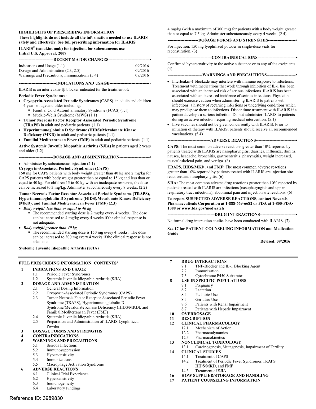 ILARIS® (Canakinumab)