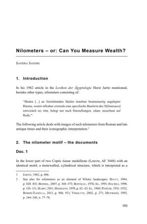Nilometers – Or: Can You Measure Wealth?