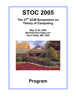 STOC 2005 Program Committee Selected Two Award Papers