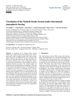 Circulation of the Turkish Straits System Under Interannual Atmospheric Forcing