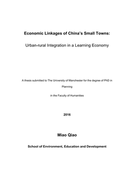 Economic Linkages of China's Small Towns