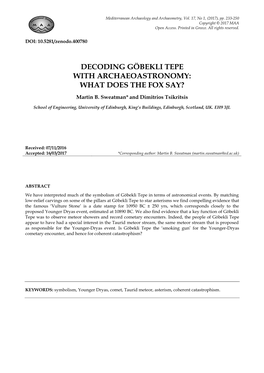 Decoding Göbekli Tepe with Archaeoastronomy: What Does the Fox Say?