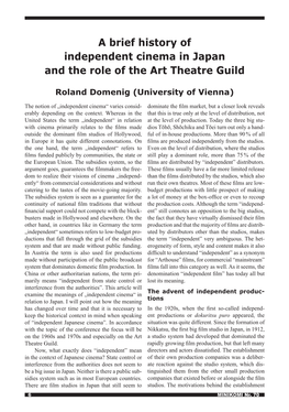 A Brief History of Independent Cinema in Japan and the Role of the Art Theatre Guild
