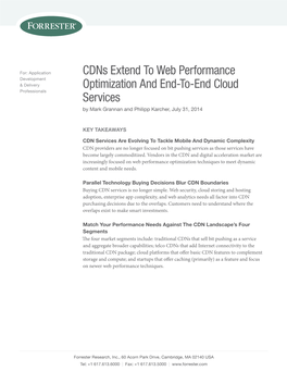 Cdns Extend to Web Performance Optimization and End-To-End Cloud Services 2