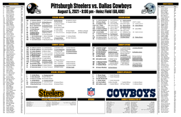 Pittsburgh Steelers Vs. Dallas Cowboys