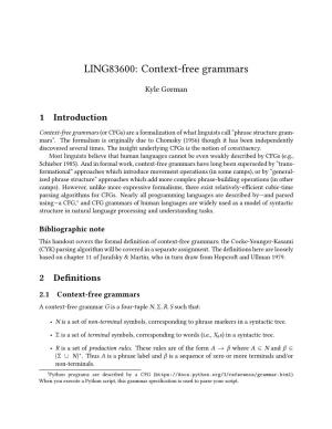 LING83600: Context-Free Grammars