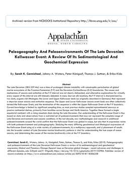Paleogeography and Paleoenvironments of the Late Devonian Kellwasser Event: a Review of Its Sedimentological and Geochemical Expression