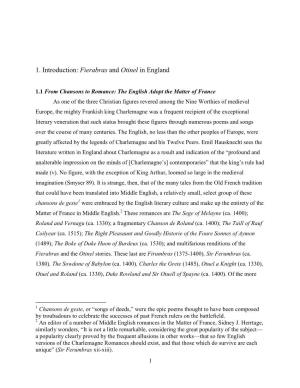 1. Introduction: Fierabras and Otinel in England