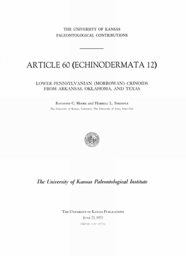 Article 60 (Echinodermata 12)