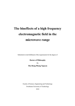 The Bioeffects of a High Frequency Electromagnetic Field in the Microwave Range
