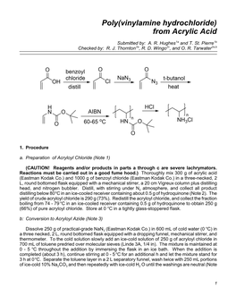 Poly(Vinylamine Hydrochloride) from Acrylic Acid