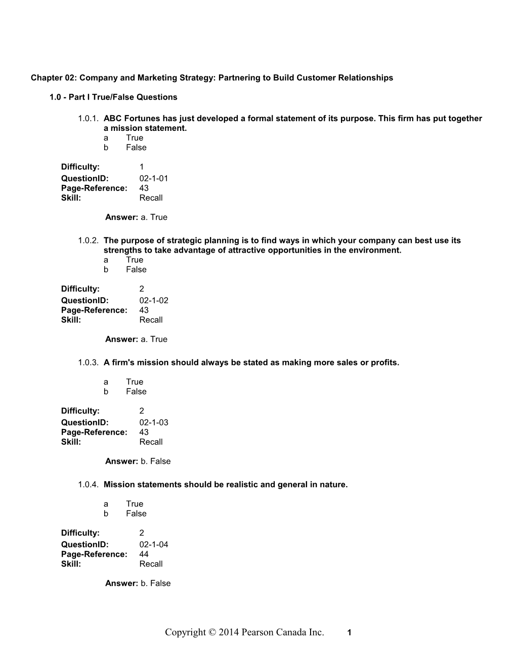 Copyright 2014 Pearson Canada Inc. 1