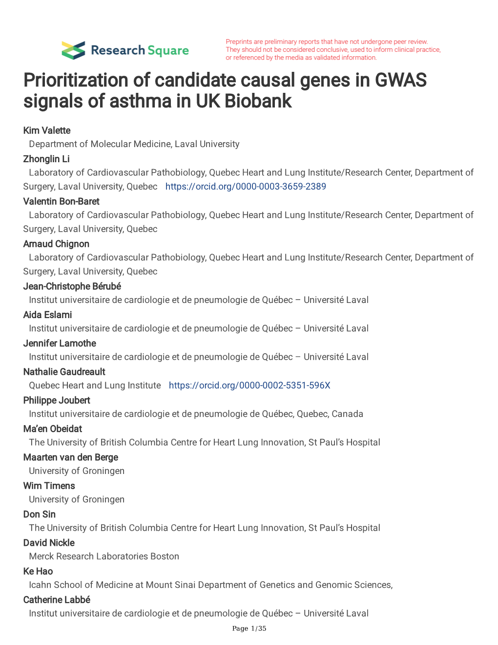 Prioritization of Candidate Causal Genes in GWAS Signals of Asthma in UK Biobank