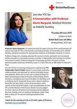 Join the YTC for a Conversation with Professor Geeta Nargund, Medical Director at CREATE Fertility