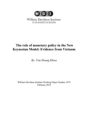The Role of Monetary Policy in the New Keynesian Model: Evidence from Vietnam