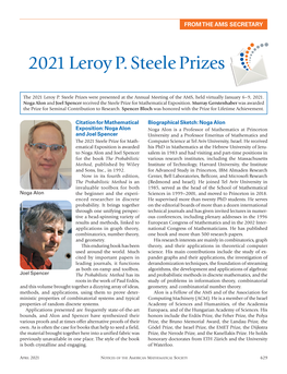 2021 Leroy P. Steele Prizes