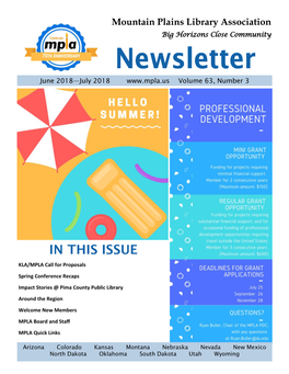 June-July 2018 Newsletter Is Available