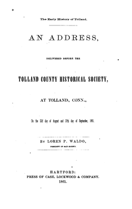 The Early History of Tolland, 1861